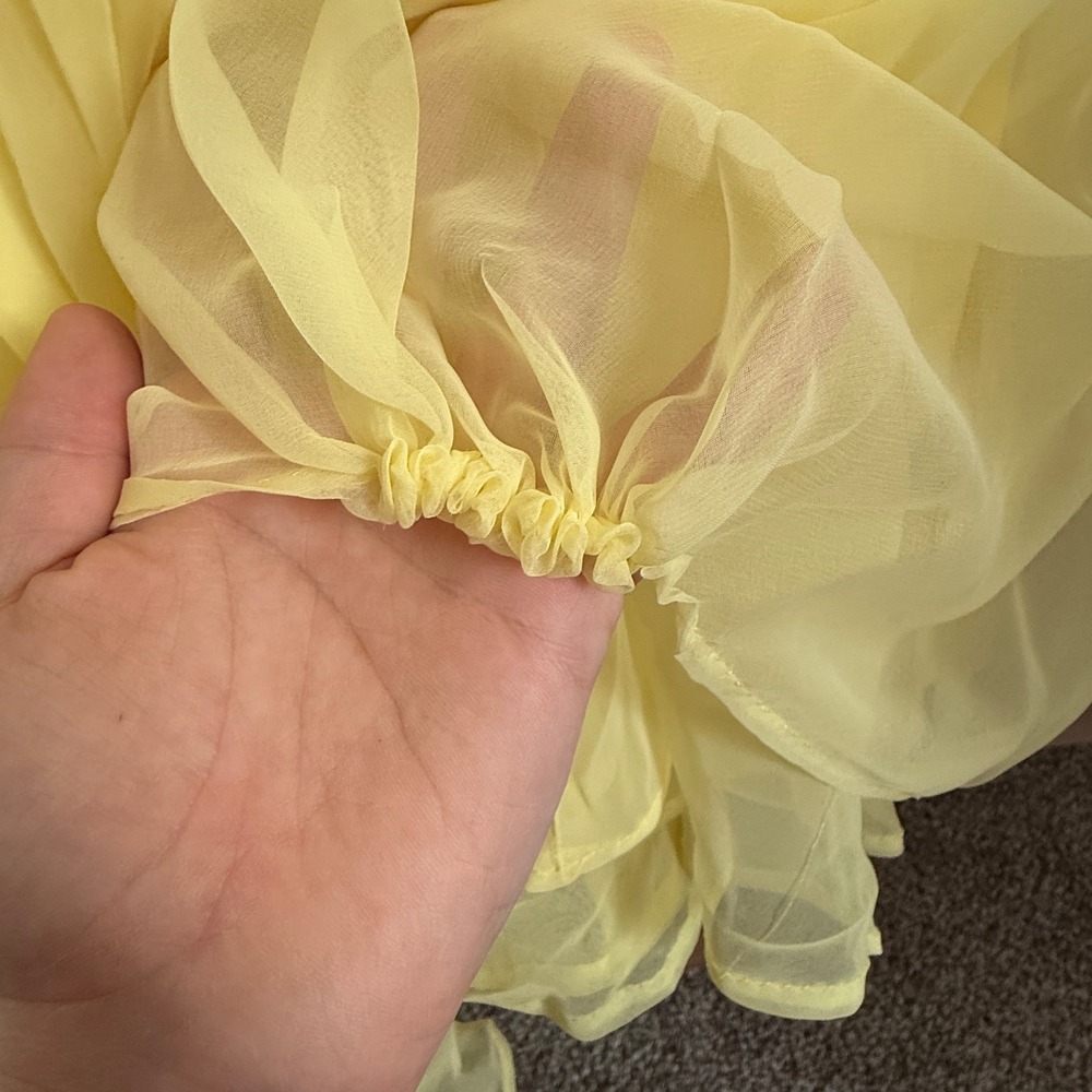 Vintage Womens 6 Butter Yellow Fairy Regency Babydoll Halter Prom Dress Ethereal - Picture 6 of 13